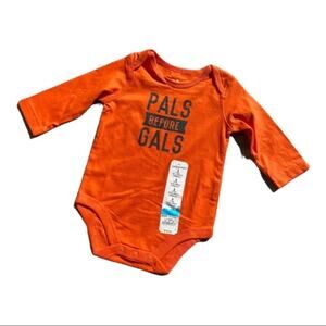 jumping beans Boys Bodysuit Sz 3 Months‎ Orange Pals Before Gals Long Sleeve NEW